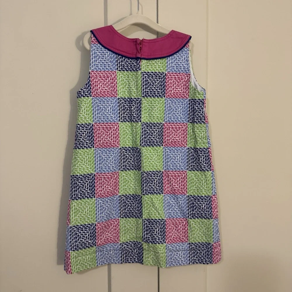 Vineyard Vines Girls Patchwork Sleeveless Sun Dress Size 5 Pink Blue Green Beach